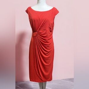 Signature Red Midi Dress with White Polka Dots